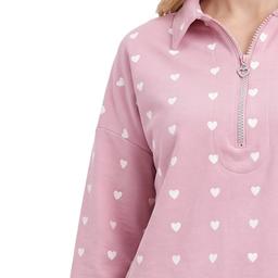 Womens NY Collection Long Sleeve Allover Heart Sweatshirt