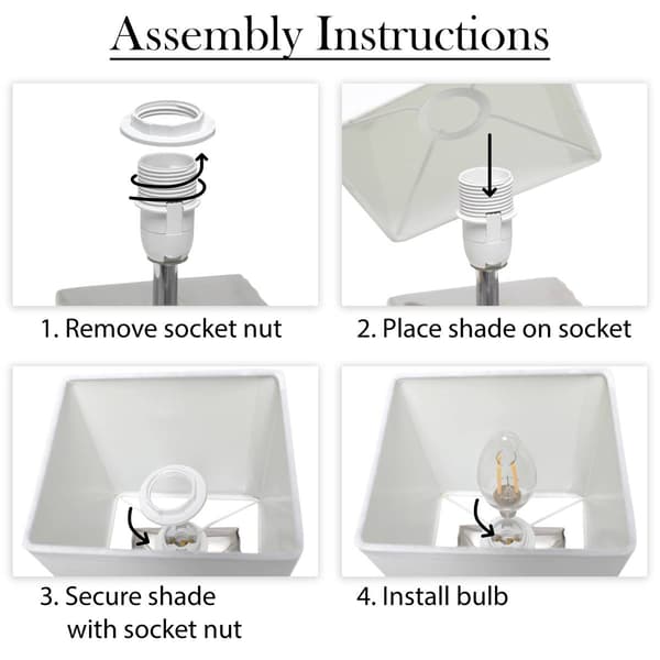 Simple Designs 11.8in. Contemporary Metallic Square Table Lamp