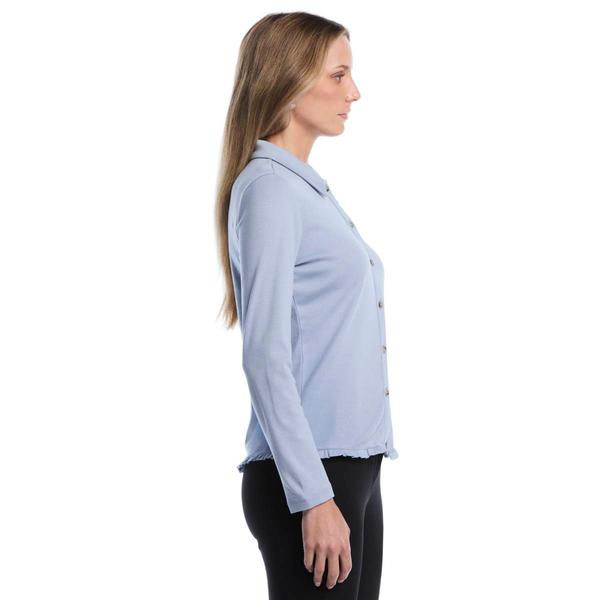 Womens Rafaella® Long Sleeve Ruffle Trim Button Up Blouse