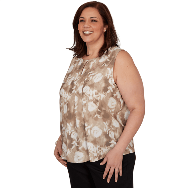 Plus Size Emaline Verde Grove II Sleeveless Keyhole Neck Blouse