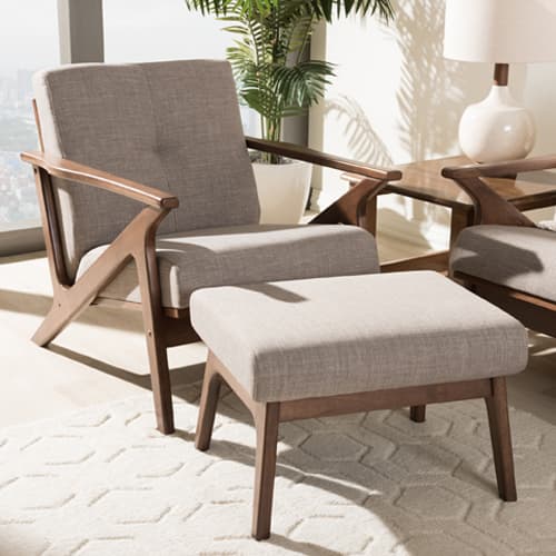 Baxton Studio Bianca Arm Chair and Ottoman Set - image 