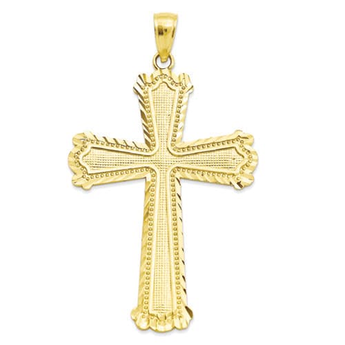 Gold Classics(tm) 14kt. Gold Diagonal Lined Cross Pendant - image 