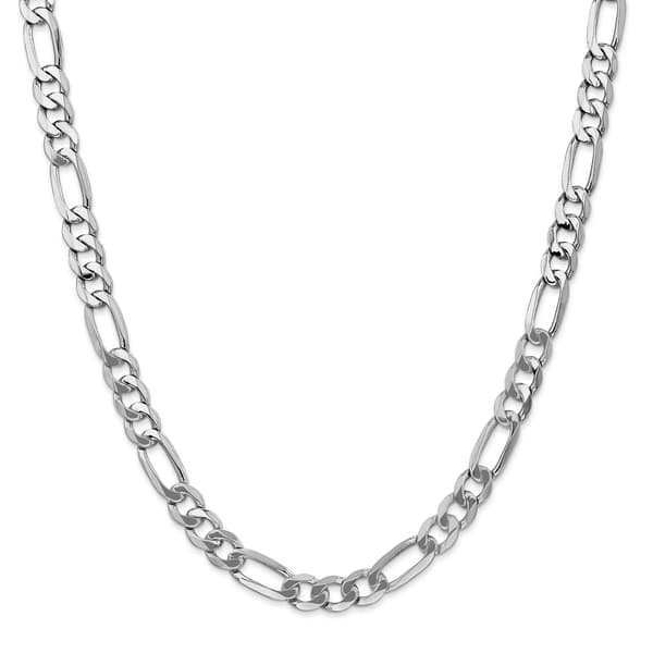 Mens Gold Classics&#8482; 7.0mm. 14k White Gold Flat Figaro Bracelet