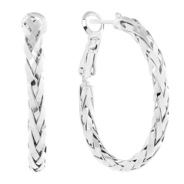 Fine Silver Plated 30mm Braided Hoop Earrings