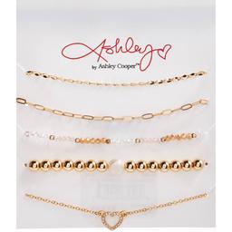 Ashley Gold-Tone Crystal Accent/Pearl Chain Bracelet Set