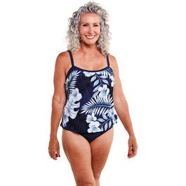 Womens Maxine Moon Tropics Faux Tankini One Piece Swimsuit
