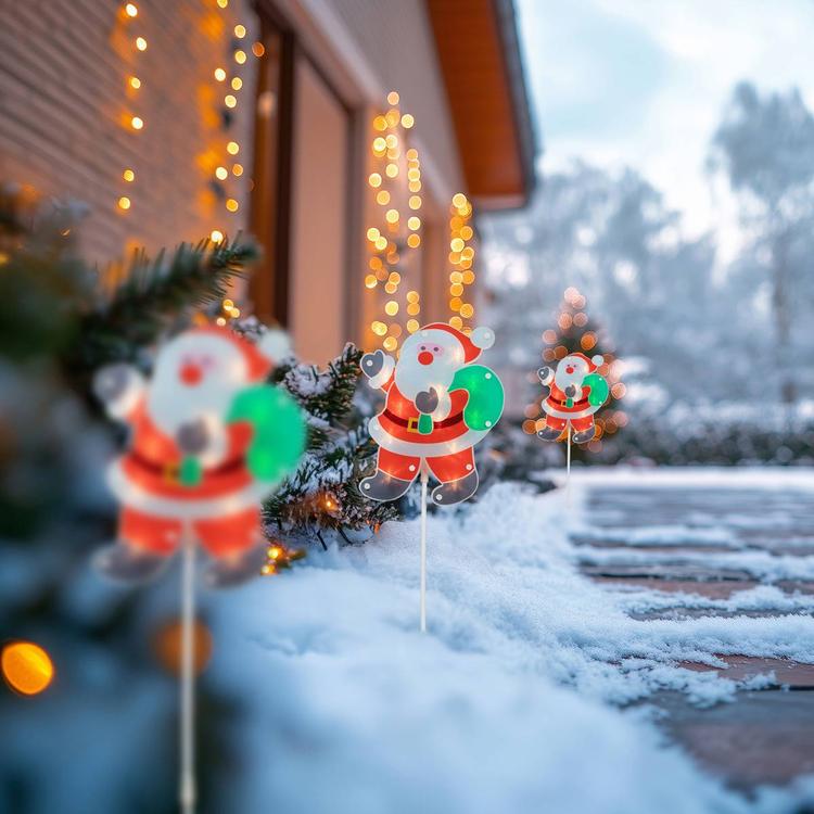 Northlight Seasonal Christmas Santa Pathway Markers - Set of 3