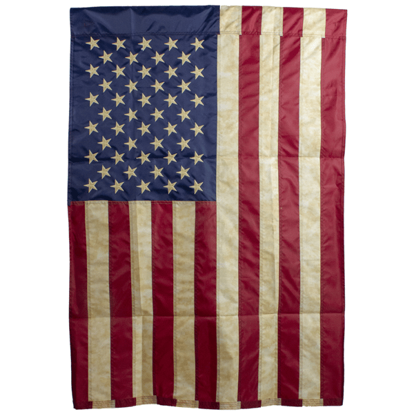 Northlight Embroidered Tea-Stained Patriotic House Flag