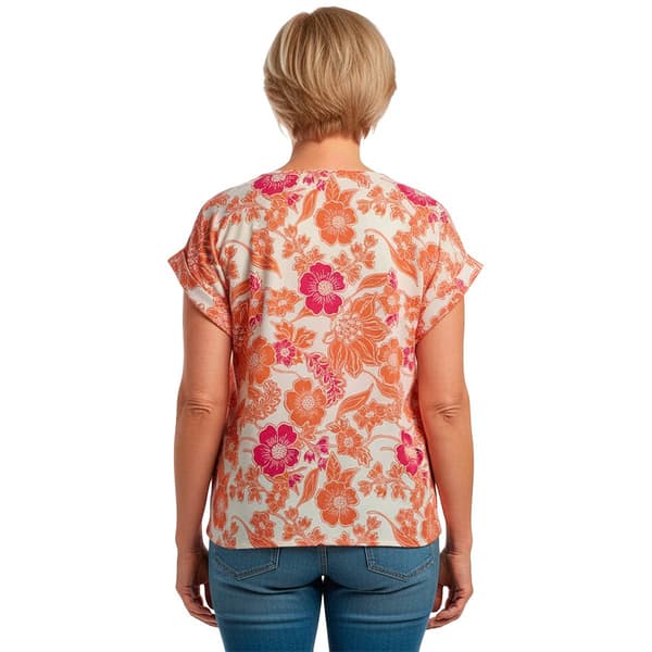 Womens C''est La Vie Short Dolman Sleeve Airflow Tropical Blouse