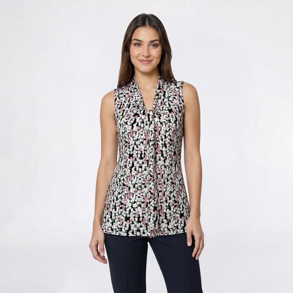 Plus Size Kasper Sleeveless Colorful Brushstroke Blouse