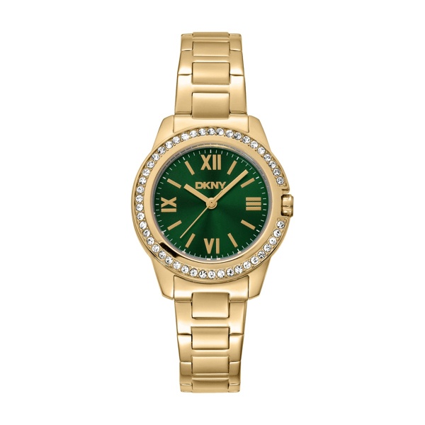 Womens DKNY Crystal Bezel Gold-Tone Green Dial Watch-DK1L105M0065 - image 