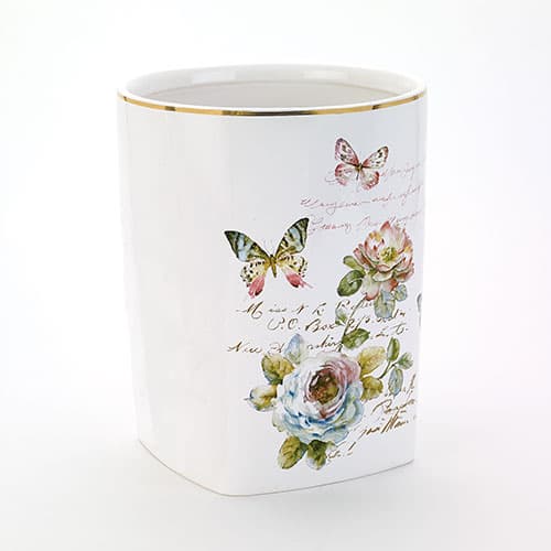 Avanti Butterfly Garden Ceramic Wastebasket - image 