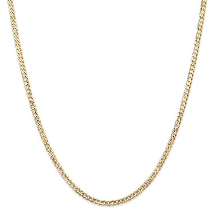 Unisex Gold Classics(tm) 3mm. 14k Open Concave Curb Chain Necklace
