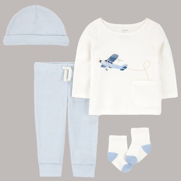 Baby Boy (NB-12M) Carter''s(R) 4pc. Airplane & Stripe Pants Set