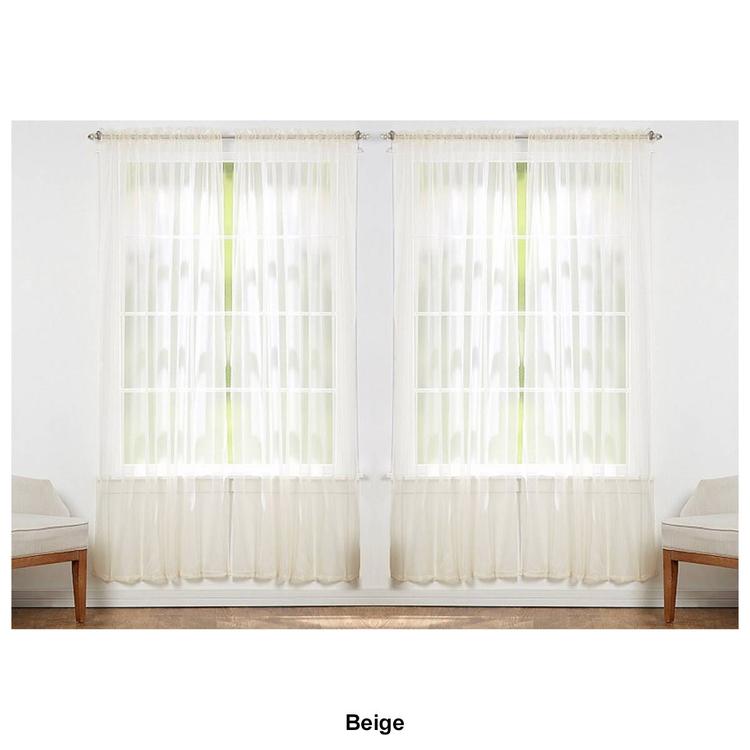 J&V Textiles Sheer Rod Pocket Curtain Panels