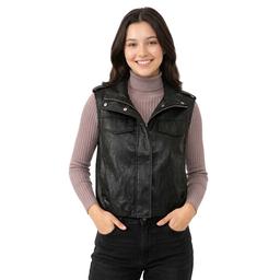 Juniors Love Tree Crinkle Pleather Moto Vest