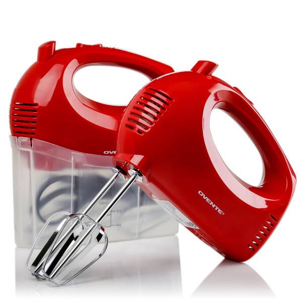 Ovente Portable 5-Speed Mixing Electric Hand Mixer - Red - image 