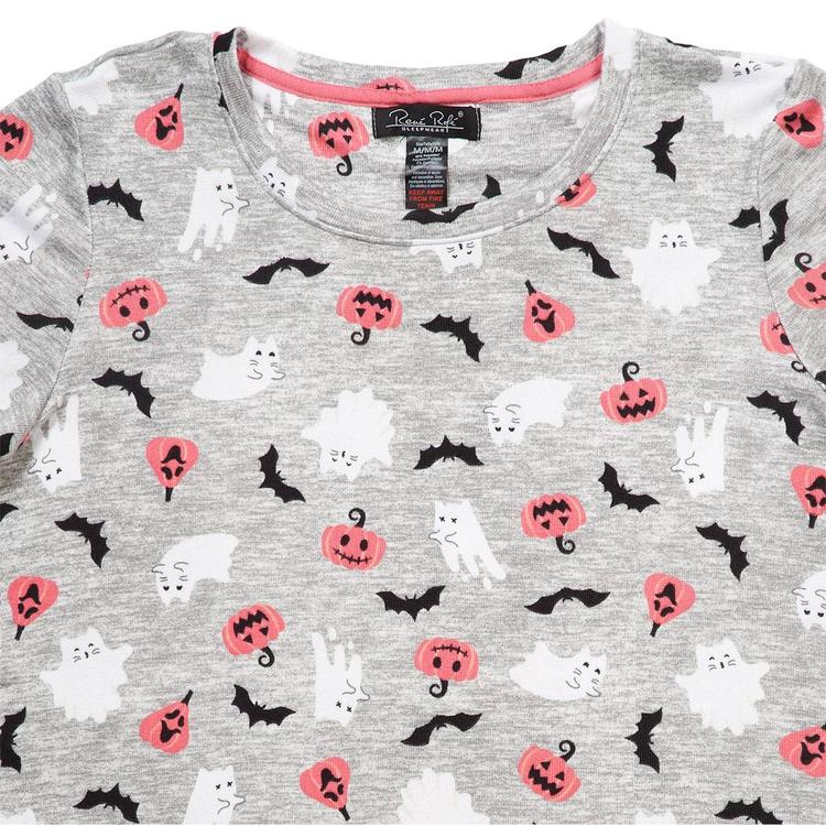 Womens René Rofé® Ghost Cats Bats & Pumpkins Pajama Set