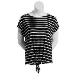 Plus Size French Laundry Dolman Sleeve Stripe Tie Front Blouse