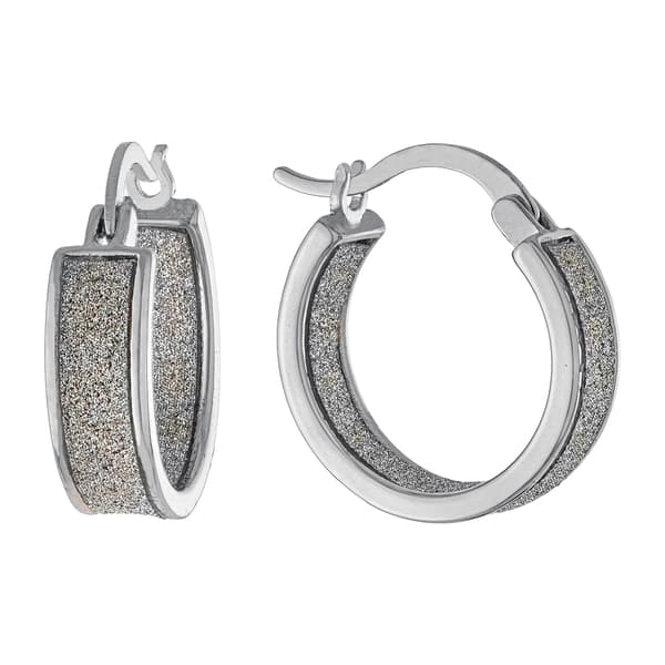 Fine Silver Plated Channel Edge Inside Out Hoop Earrings