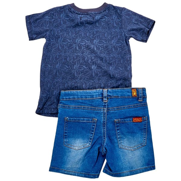 Toddler Boy 7 For All Mankind® Tropical Tee & Denim Shorts Set