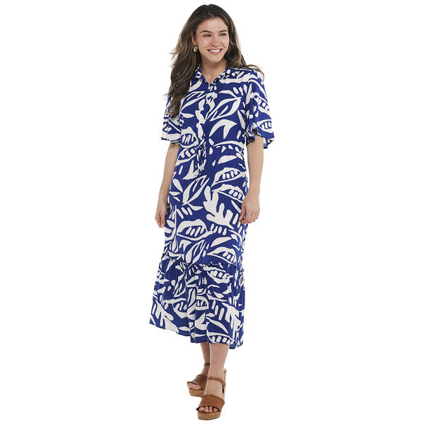 Womens Absolutely Famous Flutter Sleeve Pattern Maxi Dress - image 