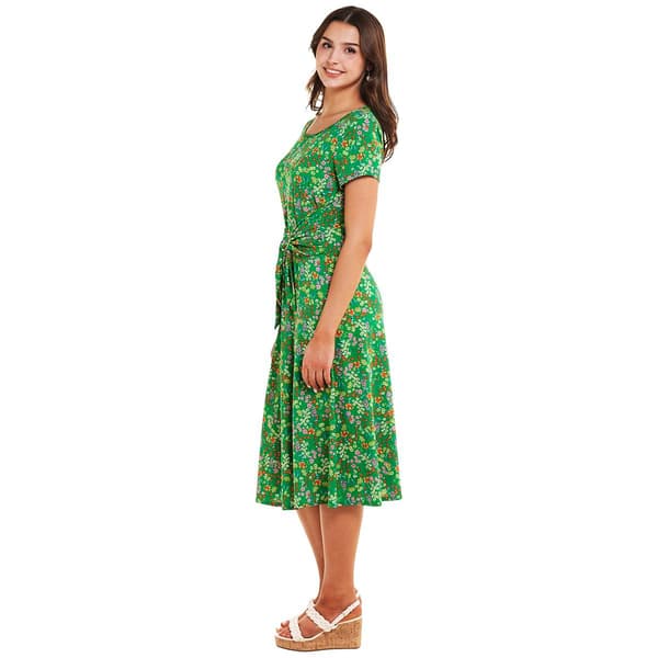 Womens Tiffany & Grey Short Sleeve Floral Dress-Kelly/Pink