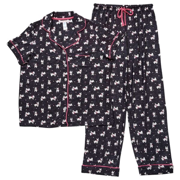 Juniors Pillow Talk Short Sleeve Scottie Dogs Pajama Set - image 