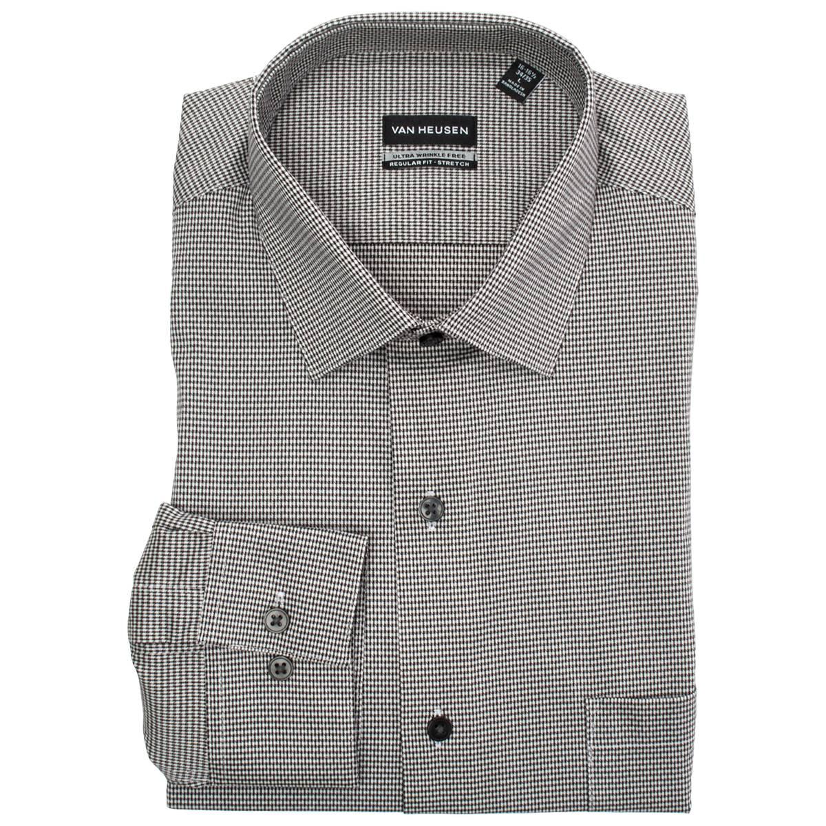 Mens Preswick &amp; Moore(R) Long Sleeve Dress Shirt-Black Houndstooth