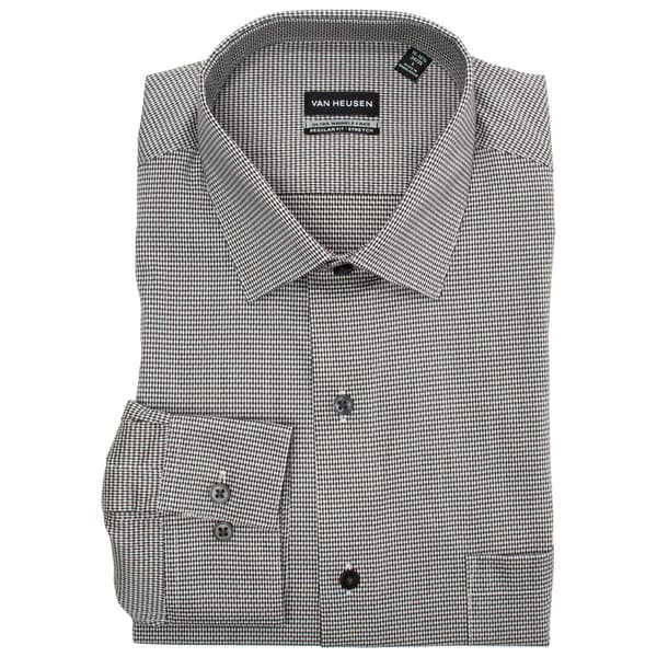 Mens Preswick & Moore(R) Long Sleeve Dress Shirt-Black Houndstooth - image 