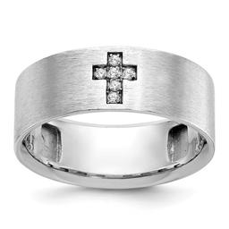 Mens Gentlemens Classics(tm) 14kt. White Gold Cross Diamond Ring
