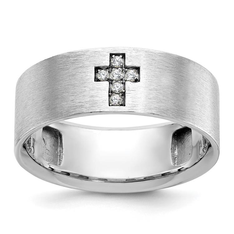 Mens Gentlemens Classics(tm) 14kt. White Gold Cross Diamond Ring