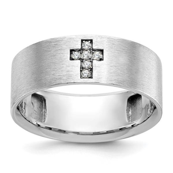 Mens Gentlemens Classics(tm) 14kt. White Gold Cross Diamond Ring - image 