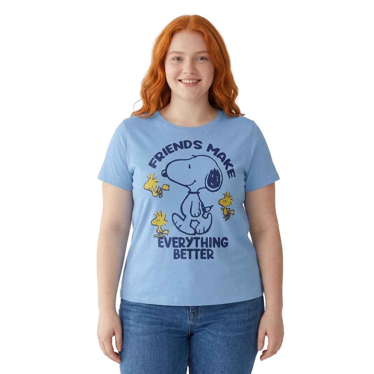 Juniors Plus Freeze Snoopy Friends Make Everything Better Tee