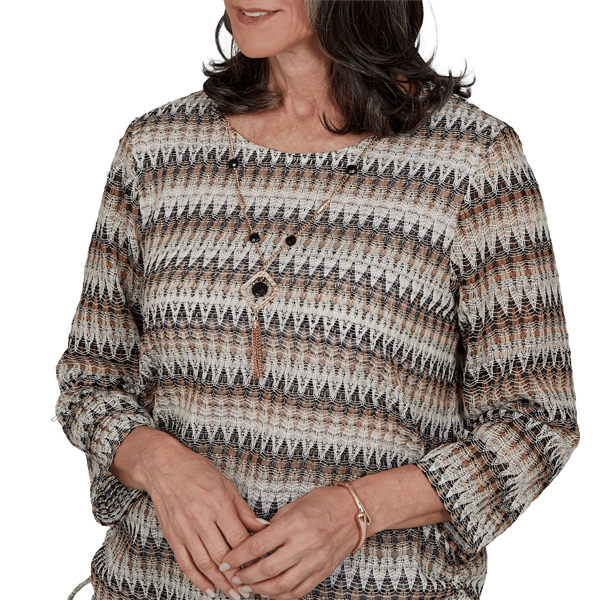 Petite Alfred Dunner Travel Advisory Textured Zig Zag Blouse