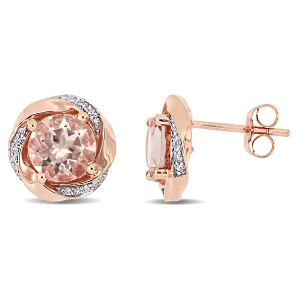 Gemstone Classics&#40;tm&#41; 10kt. Rose Gold Diamond Swirl Earrings