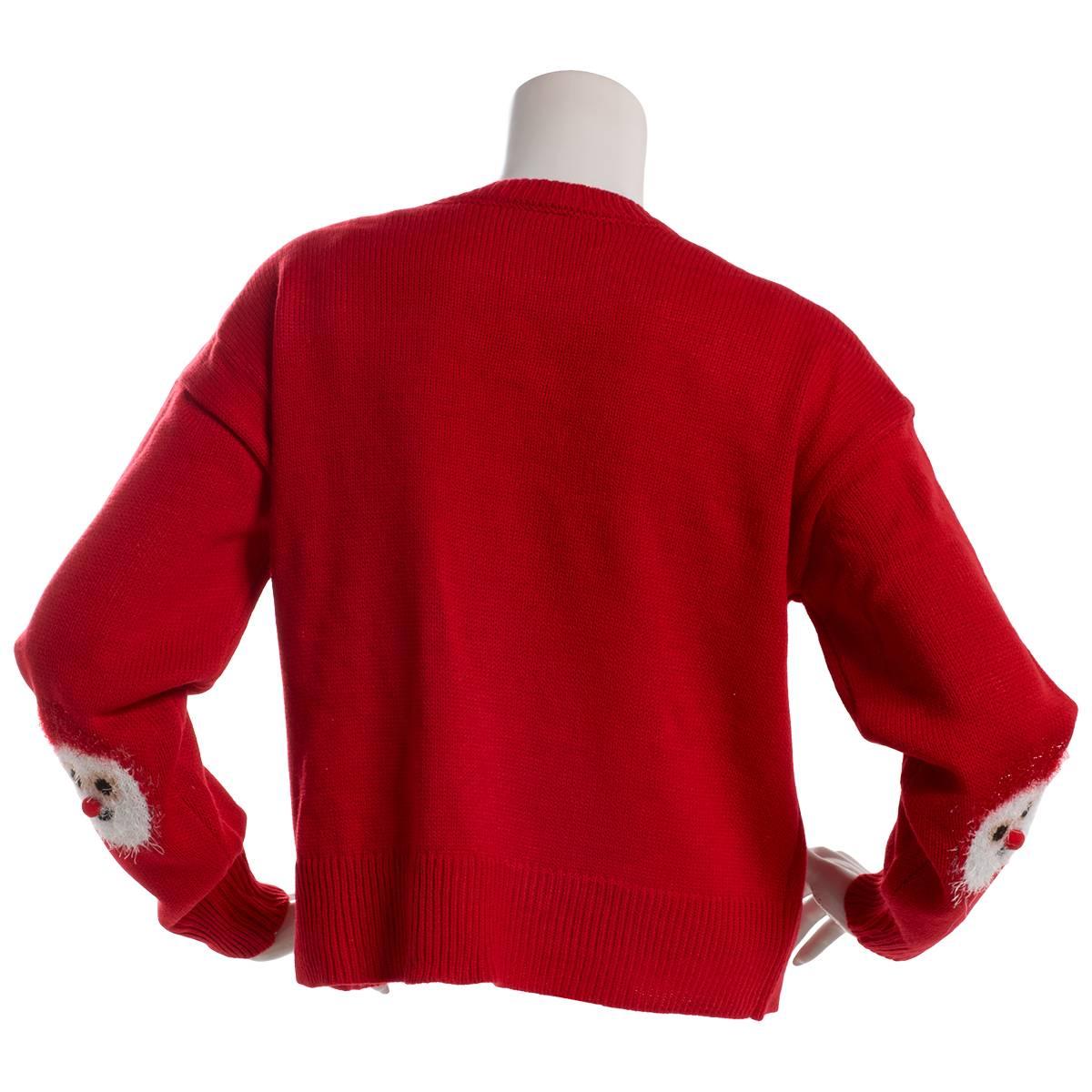 Juniors No Comment Intarsia Eyelash Santa Clause Sweater