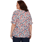 Plus Size Emaline Sapphire Serenade II Elbow Sleeve Floral Blouse - image 2