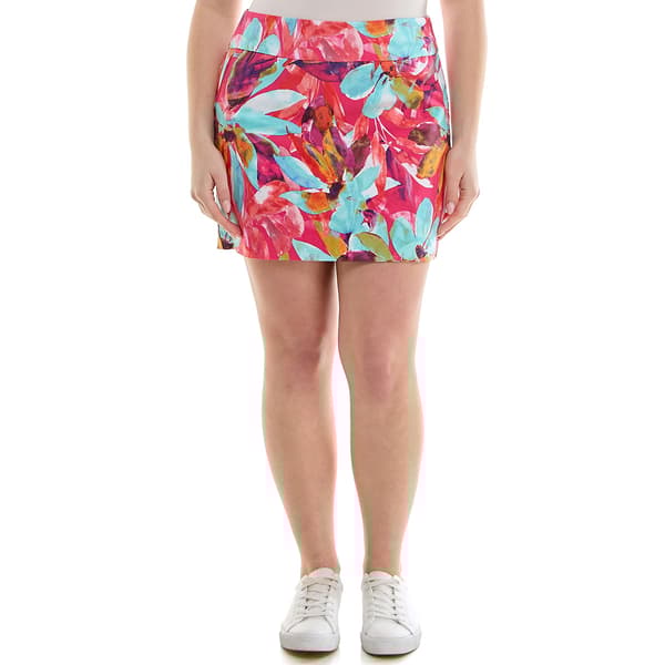 Womens Zac & Rachel Pull On Print Millennium Skort-Beet/Orange - image 