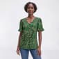 Petite AK Anne Klein Short Ruffle Sleeve V Neck Floral Blouse - image 1