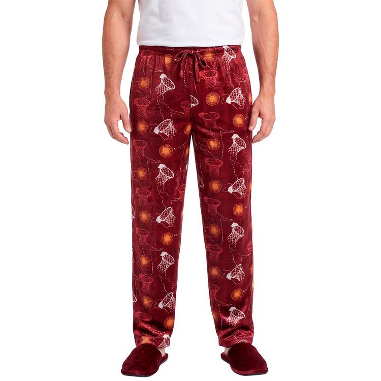 Preswick & Moore(R) Basketball Silky Fleece Pajama Pants - Burgundy