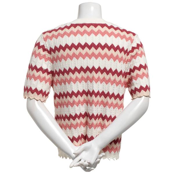 Womens Adrianna Papell Short Sleeve Chevron Stripe Sweater