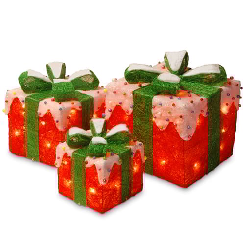 National Tree Pre-Lit Red Sisal Gift Box Assortment - image 