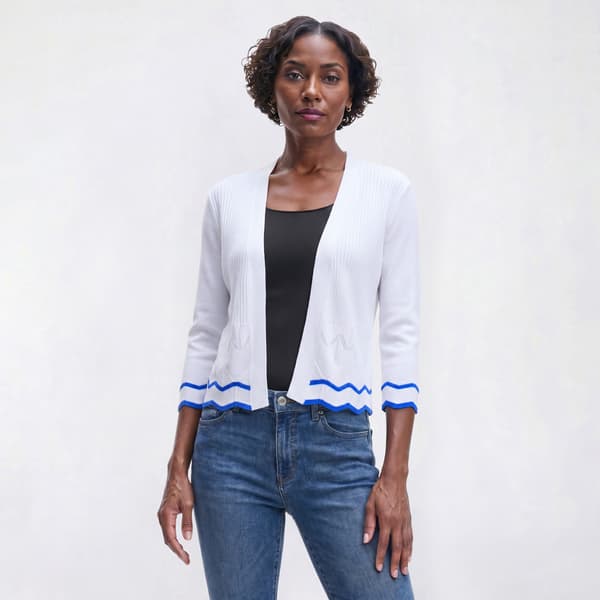 Womens 89th & Madison 3/4 Sleeve Chevron Tipped Shrug