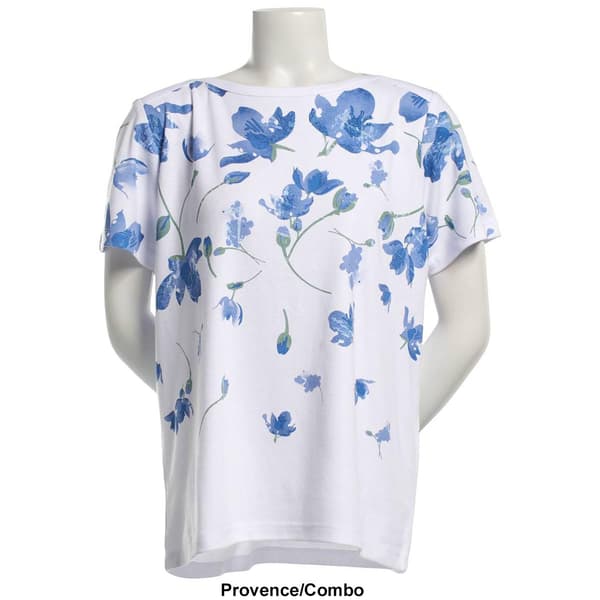 Petite Hasting & Smith Short Sleeve Round Neck Floral Tee