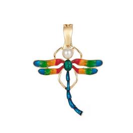 Wearable Art Gold-Tone Rainbow Dragonfly Enhancer