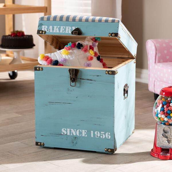 Baxton Studio Caye Wood Storage Trunk Ottoman - image 