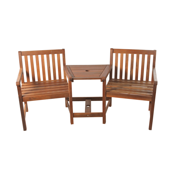 Northlight Acacia Wood Jack and Jill Chair With Table Patio Set - image 