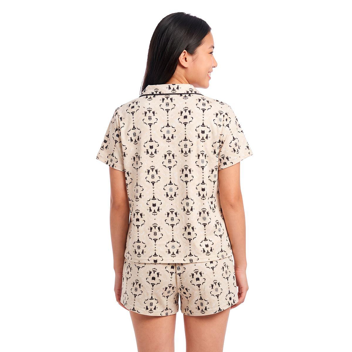 Juniors Derek Heart Short Sleeve Bewitching Damask Pajama Set