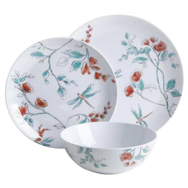 Martha Stewart 12pc. Sugarfield Dragonfly Dinnerware Set - image 
